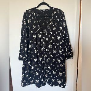 Old Navy black floral short mini dress XL